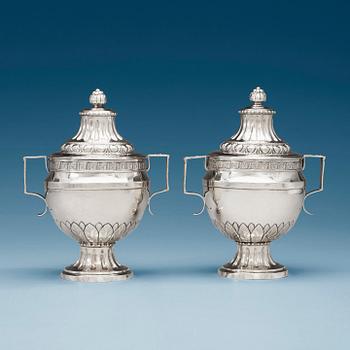 A pair of Swedish 18th century silver sugar-bowls, marks of Jacob Lampa 1783.