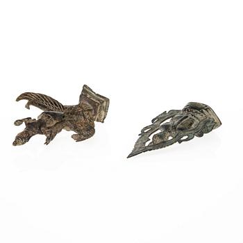 SKULPTURER, 2 st, brons, Thailand 1900-tal.