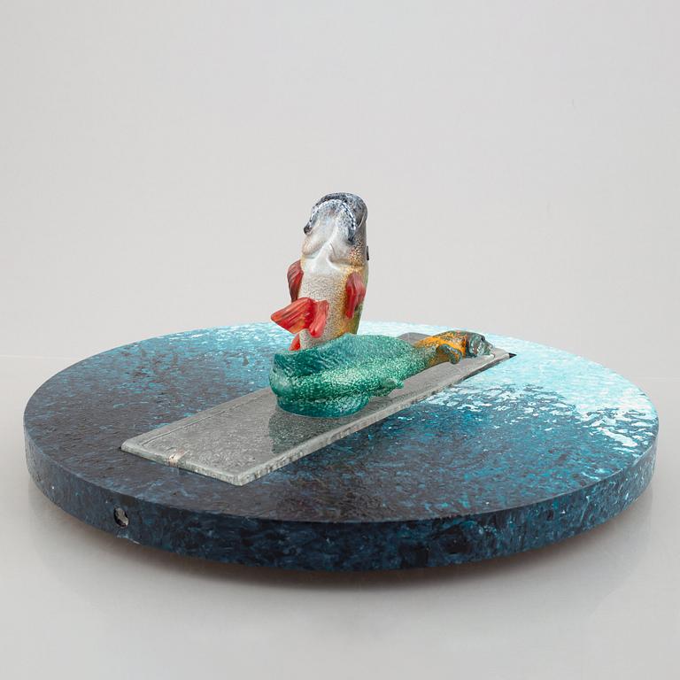 Kjell Engman, a unique glass sculpture, "Friends at sea", Kosta Boda, Sweden.