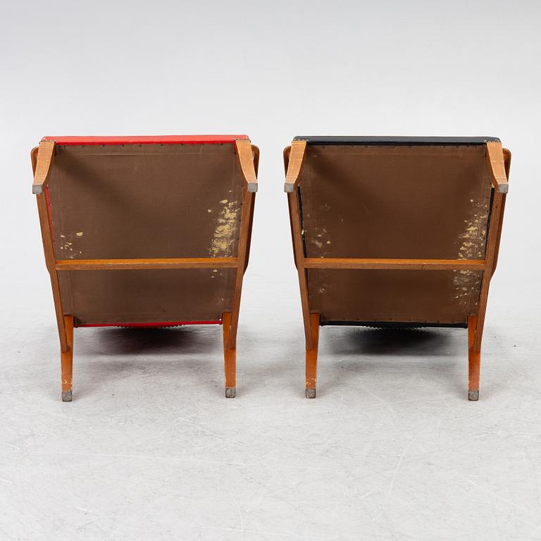 Josef Frank, two armchairs, model B 2067, Svenskt Tenn pre 1985.