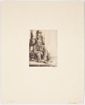 Axel Fridell · AXEL FRIDELL, torrnål, London 1933, signerad.