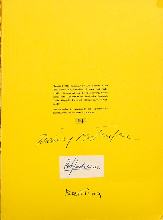 "Konkret Realism, Baertling, Jacobsen, Mortensen", catalog signed 94/200, with silkscreen prints, Stockholm 1956.