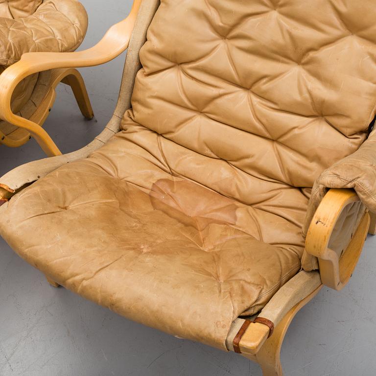 a pair of 'Pernilla' easy chairs by Bruno Mathsson, second half of the 20th century.