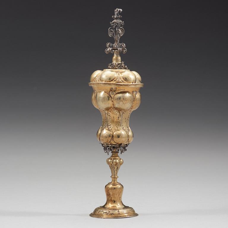 A German 17th century silver-gilt cup and cover, mark of Johann Kartenbusch, Nürnberg (1621/-22-1630).