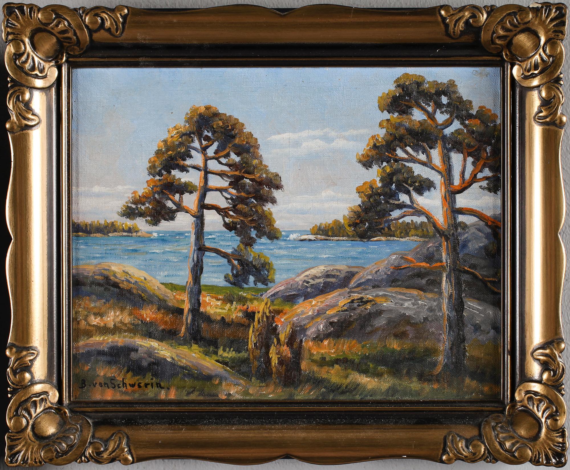 BO VON SCHWERIN, 2 st, oljor på pannå, signerade.