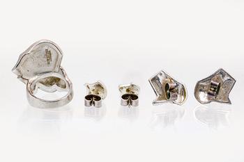 Lapponia 2 par örhängen och 1 ring, sterling silver.