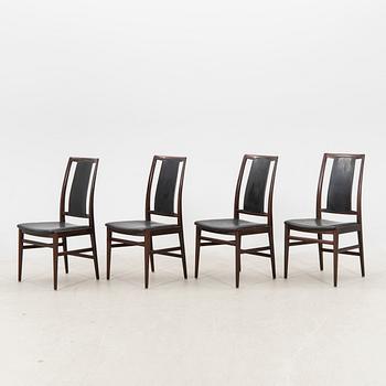 A table and four chairs in lacquered mahogany by David Rosén, "Triva-diné", middle of the 20th century.