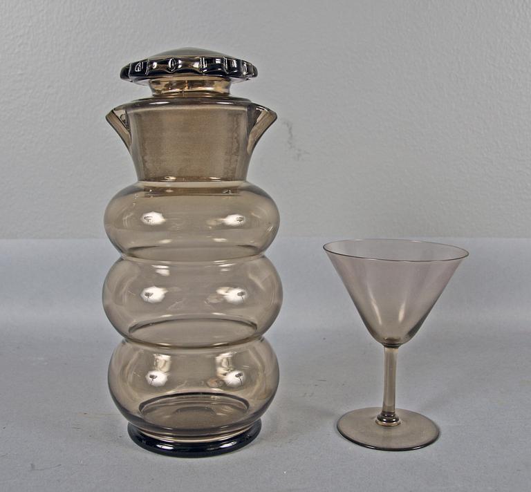 SHAKER samt 8 GLAS, Edward Hald, Sandvik, 1920-tal.