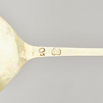 A Swedish 18th century gilt silver spoon, mark of Carl Magnus Ekman, Eksjö (active 1729-1736 (-38)).