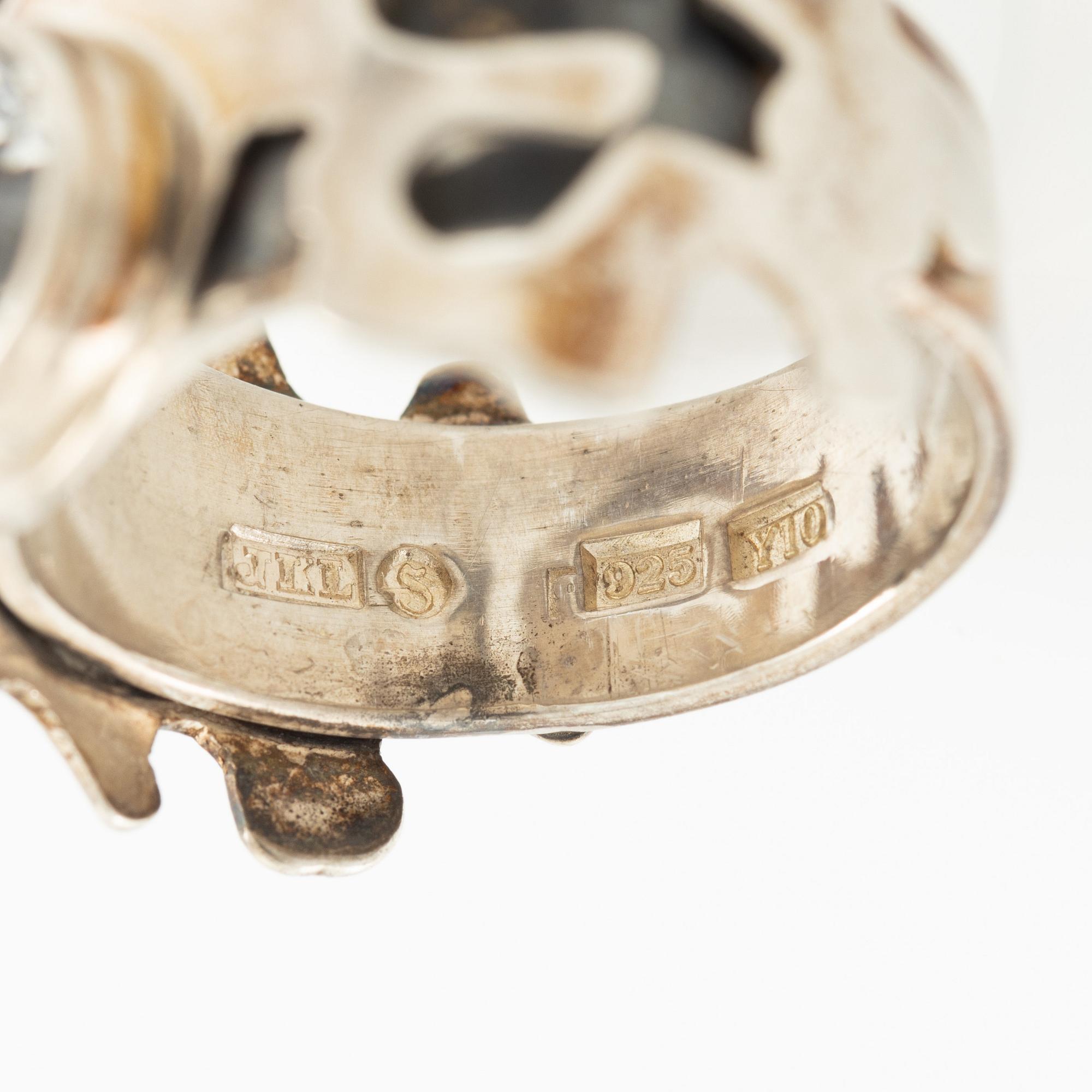Jan-Christer Lundqvist, ring, sterling silver, with a white faceted stone, Skövde 1997.
