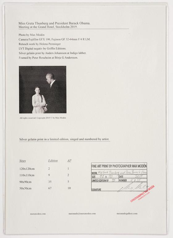 Max Modén, "Greta Thunberg and Barack Obama at the Grand Hotel", 2019.
