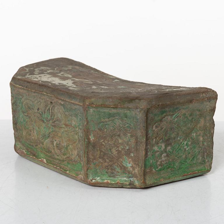 A Chinese glazed ceramic pillow, Song dynasty (960-1279).
