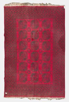 Two Afghan carpets. Ca. 326 x 217 and 88 x 63 cm.