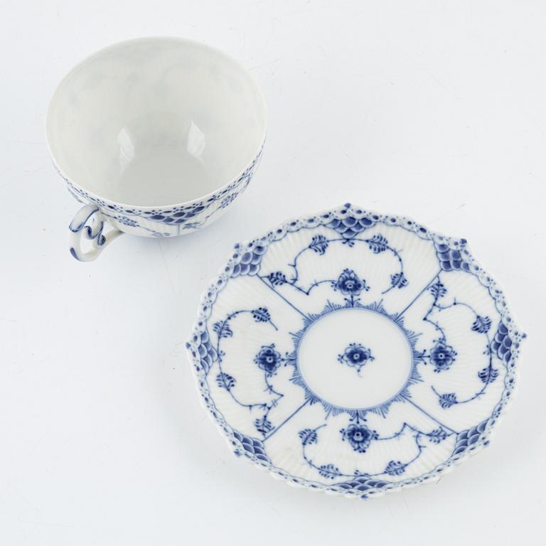 A group of five 'Musselmalet' porcelain tea service parts, Royal Copenhagen, Denmark.