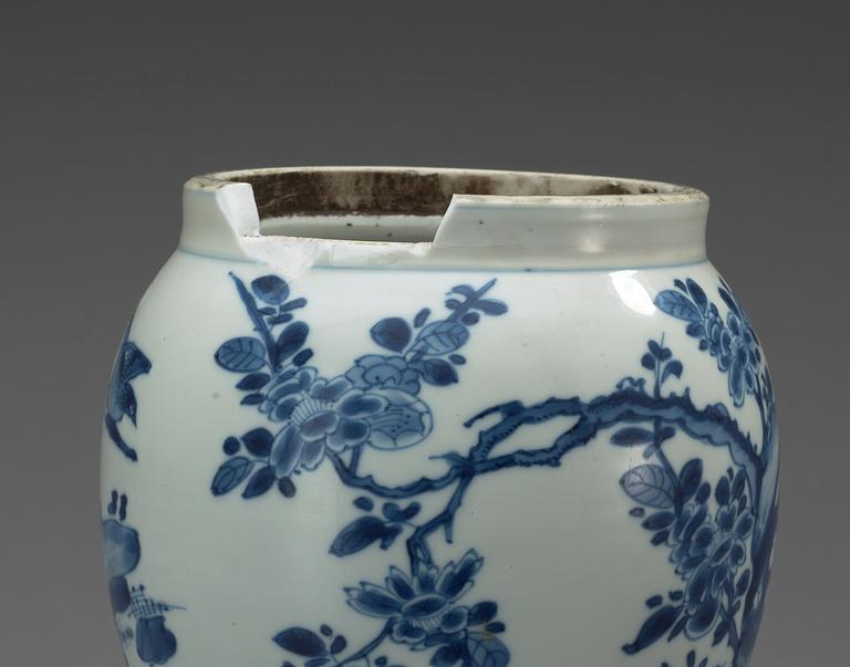 A blue and white vase, Qing dynasty, Kangxi (1662-1722).