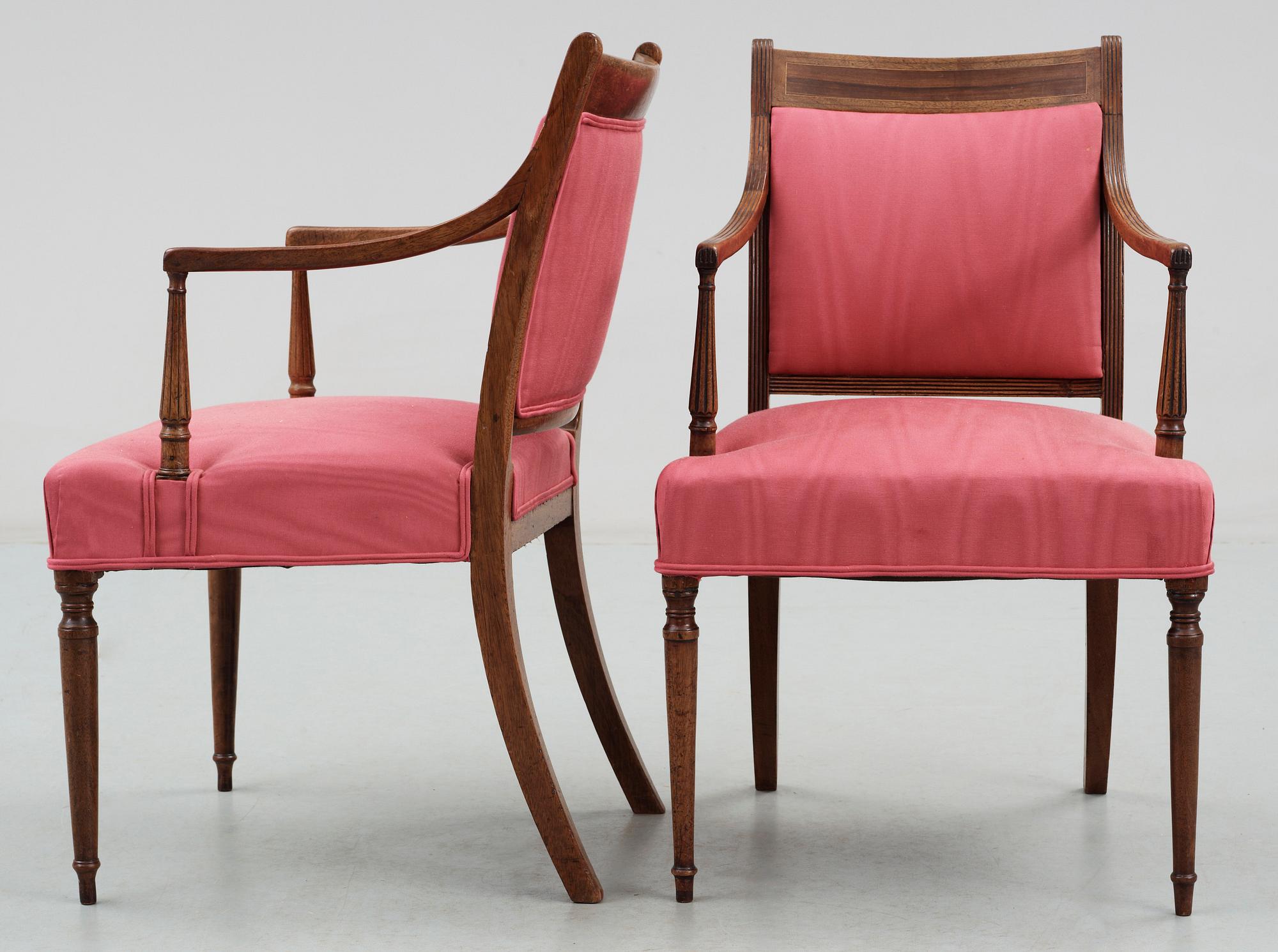 KARMSTOLAR, ett par, regency, 1800-talets första hälft.