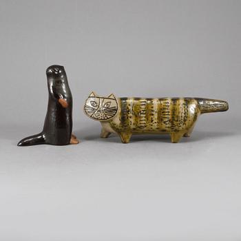 FIGURINER, 2 st, stengods, Lisa Larson, Gustavsberg, 1900-talets andra hälft.