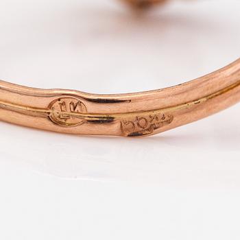 Ring, 14K guld, akvamarin och rubiner. Ryssland.