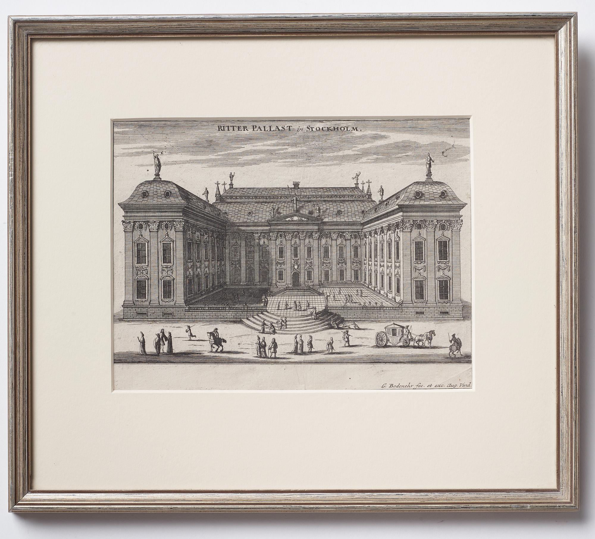 Four Swedish 19th century engravings from "Suecia Antiqua et Hodierna".