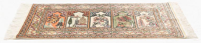 Rug, silk Kaysari, approx. 116 x 63 cm.