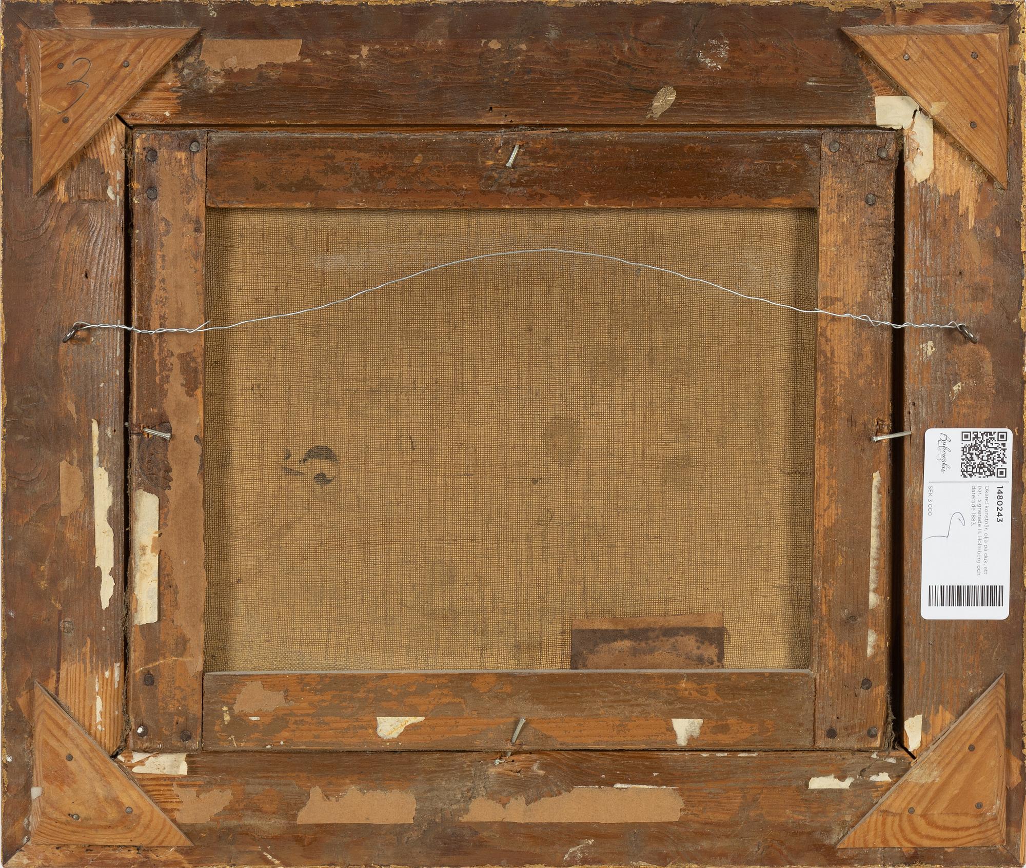 Unknown artist, oil on canvas, a pair, signed H. Holmberg and dated 1883.