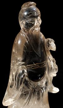 A rock chrystal figure of Shoulau, late Qing dynasty.