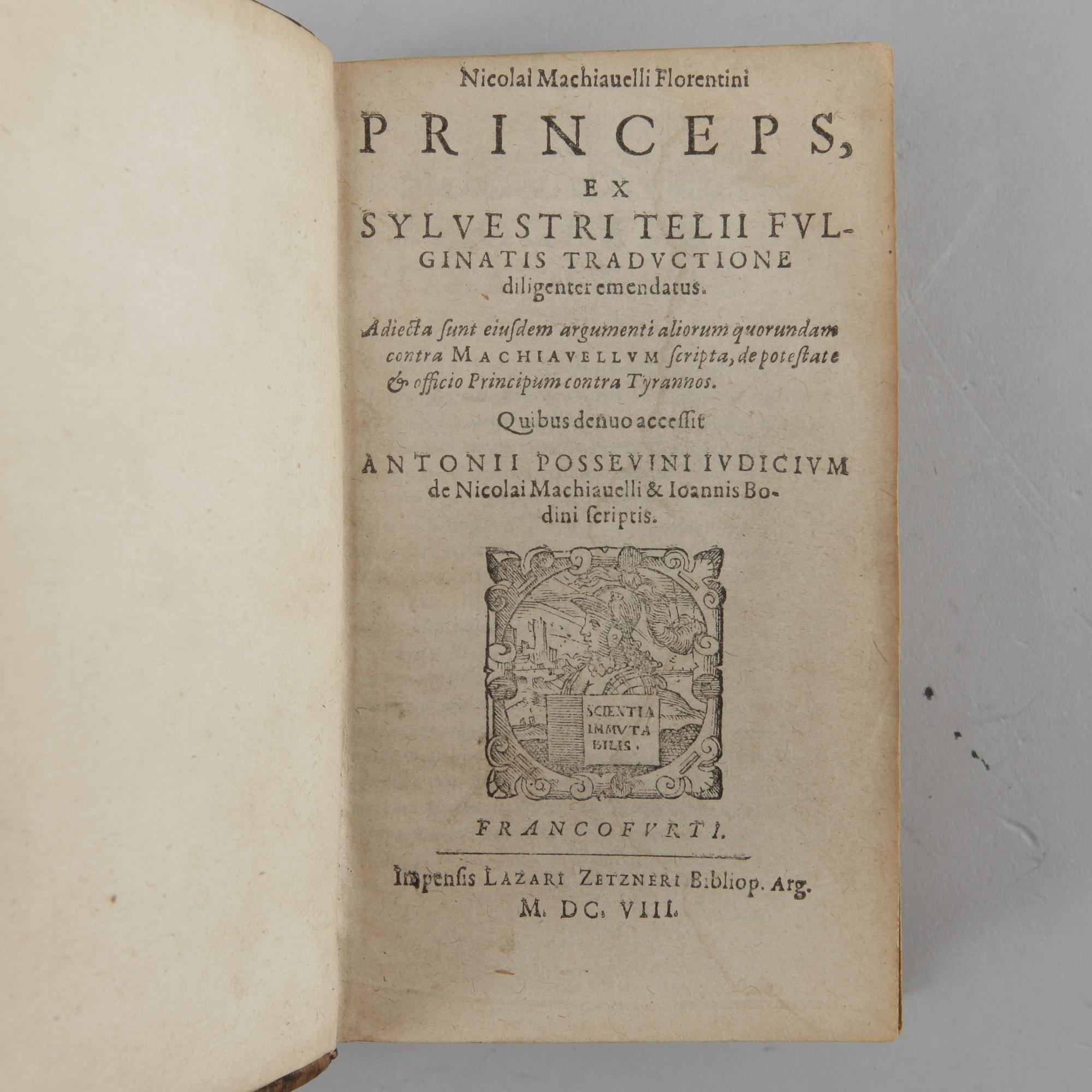 BOK, "Princeps, ex Sylvestri Telli, Fulginatis Traductione Diligenter Emendatus", Nicolai Machiauelli, 1608.