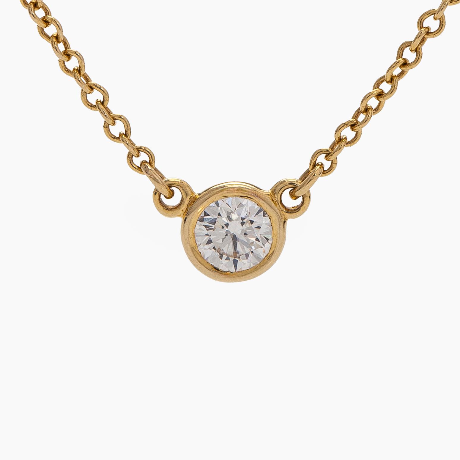 Tiffany & Co, Elsa Peretti, an 18K gold 'Diamonds by the Yard' necklace with a brilliant-cut diamond.