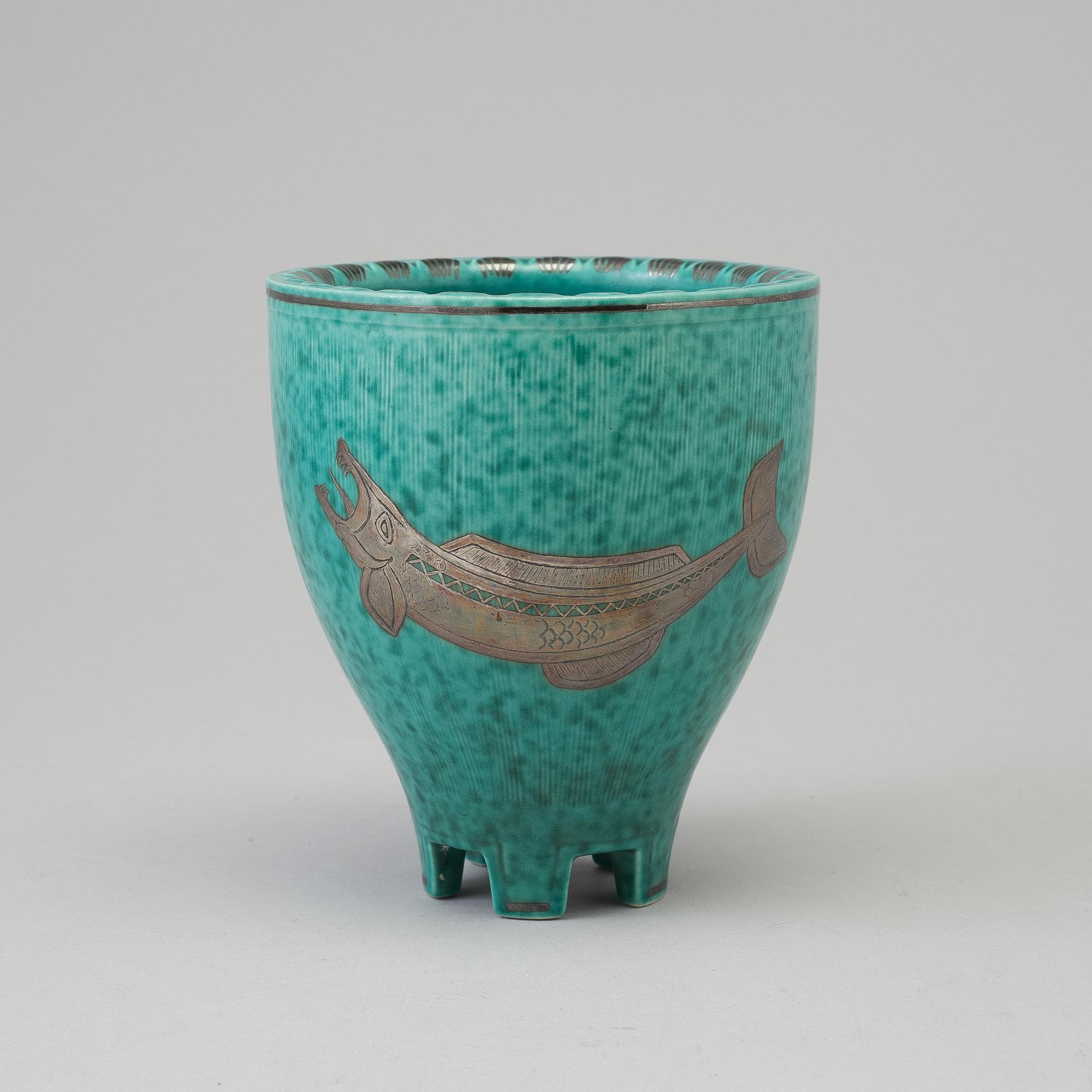WILHELM KÅGE, an 'Argenta' stoneware vase from Gustavsberg, 1954.
