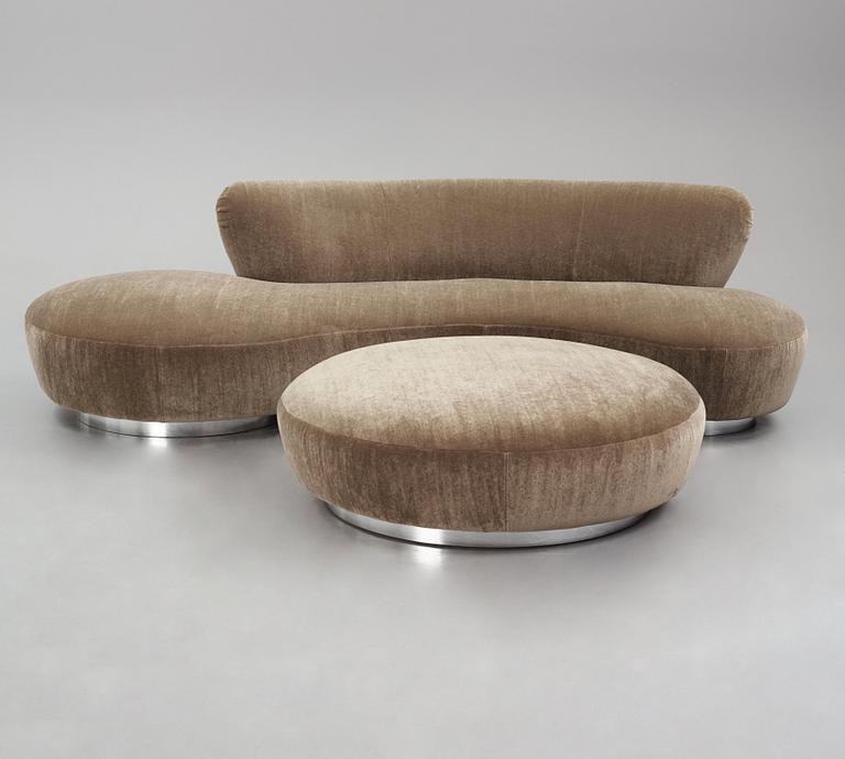 Vladimir Kagan, a "Serpentine" sofa with ottoman, New York Collection (Club House Italia), Italy post 1999.