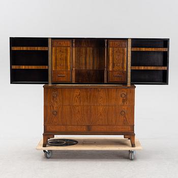 Erik Chambert, a mahogany and rosewood veneered Swedish Grace secretaire, Chamberts Möbelfabrik, 1920's/30's.