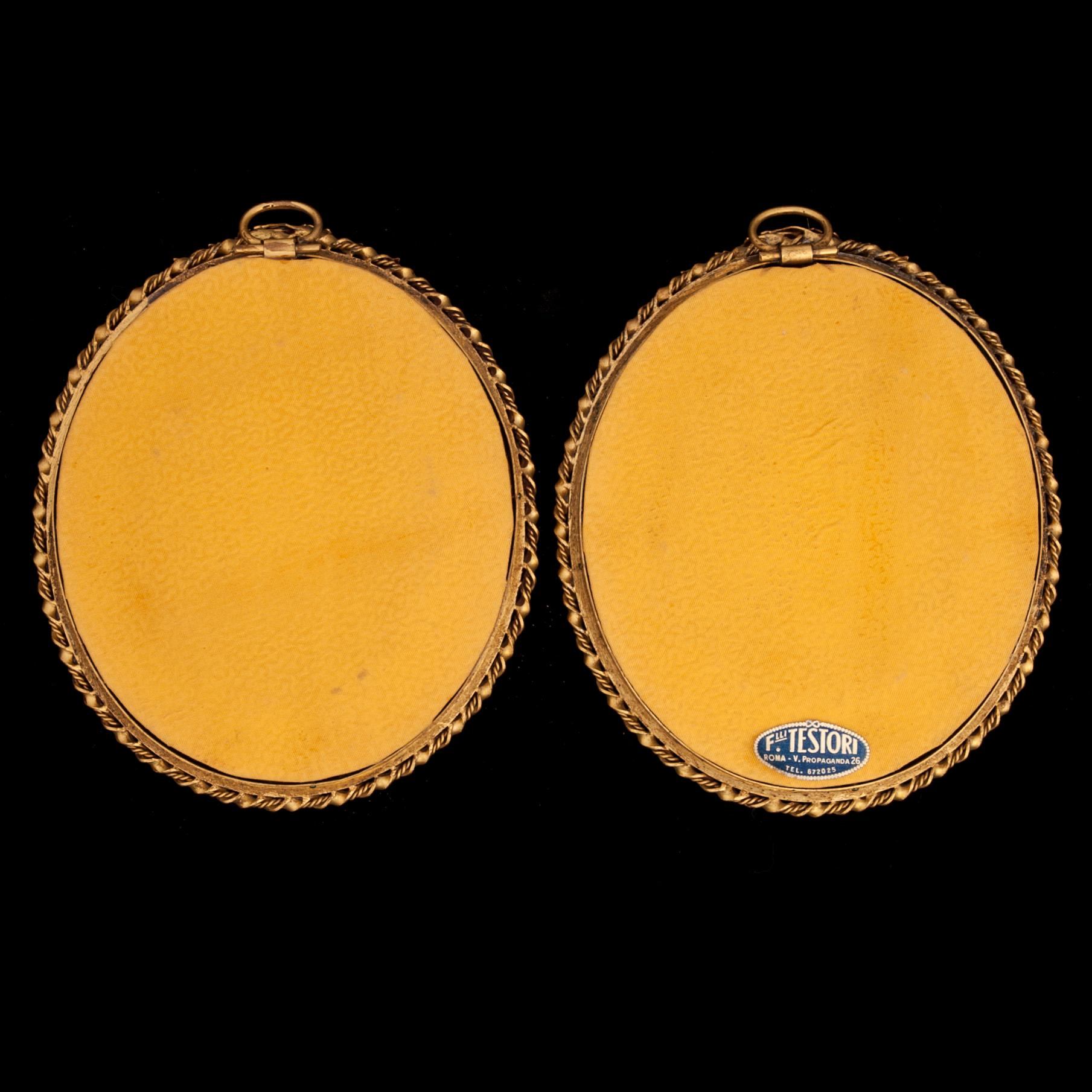 MINIATYRMÅLNINGAR, ett par, 1900-talets första hälft.