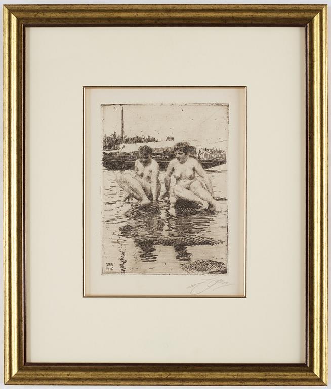 ANDERS ZORN, etsning, 1916, signerad med blyerts.