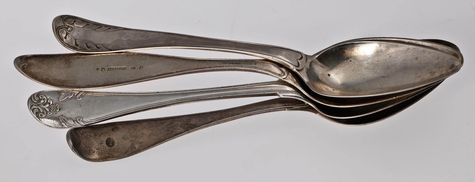 MATSKEDAR, 11 st, silver, 1800-tal. Bl a Johannes Wållers, Linköping 1842-46.