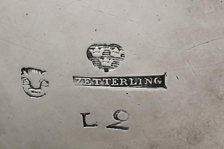 Peter Johan Zetterling chokladkanna silver Linköping 1793.