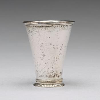 A Swedish 18th century parcel-gilt silver beaker, mark of Petter Julin, Koping 1754.