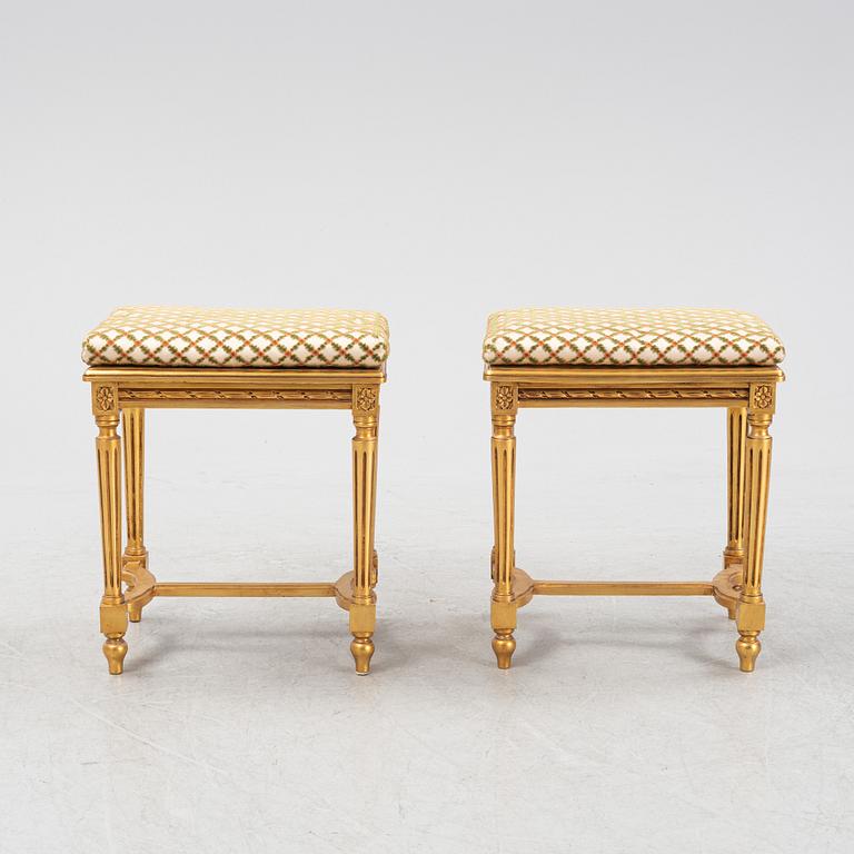 A pair of Gustavian style stools, second half of the 20th Century.