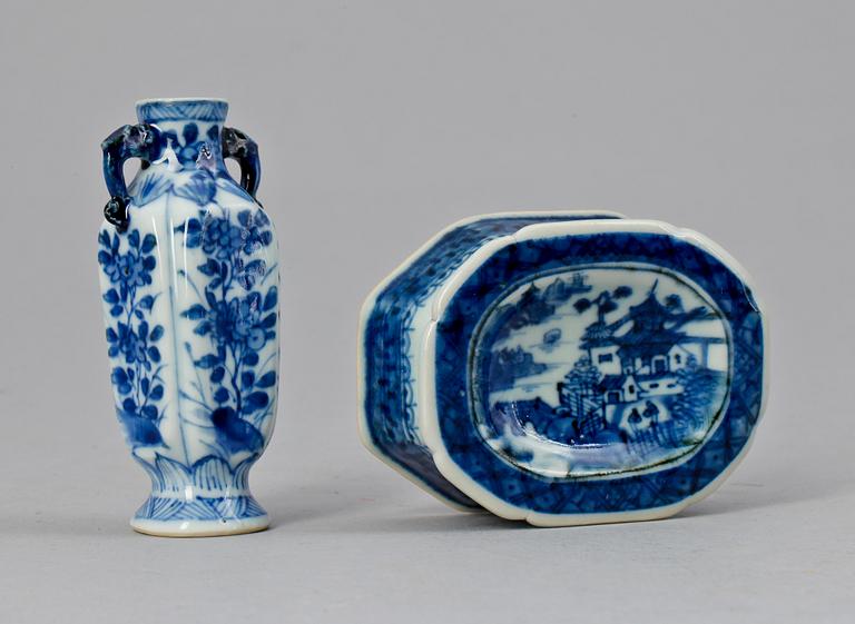 SALTKAR SAMT VAS. Porslin, Kina. Kangxi resp Qianlong, 1700-tal.