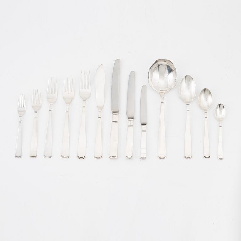 Jacob Ängman, bestickuppsättning, 146 delar, silver, "Rosenholm", GAB, bl a Eskilstuna 1993.