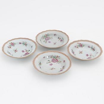 A set of four famille rose dessert dishes, Qing dynasty, Qianlong (1736-95).