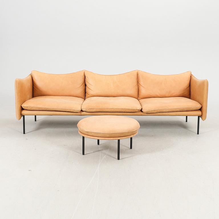 Andreas Engesvik, a Tiki leather sofa and stool for Fogia 21st century.