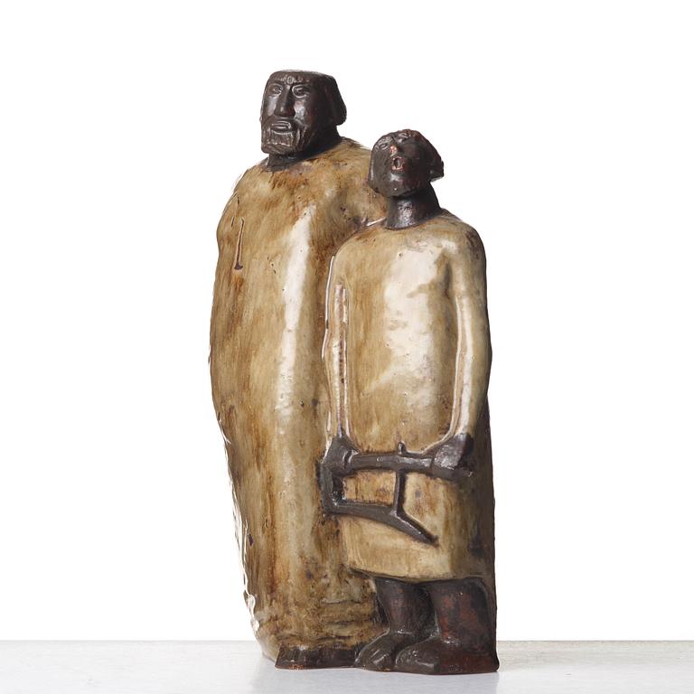 Åke Holm, a stoneware sculpture "Saul and David", Höganäs, Sweden 1950's.