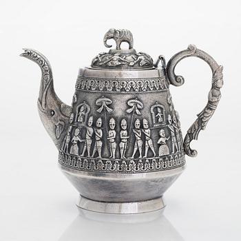 An Indian silver teapot.