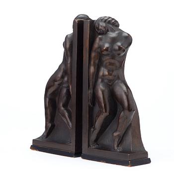 Axel Gute, A pair of Axel Gute Swedish Grace bronze bookends.