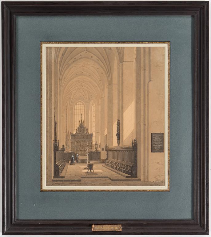 HEINRICH HANSEN, Pencil, pen and wash on paper laid on paper, Signed and dated ”H H 1863”.