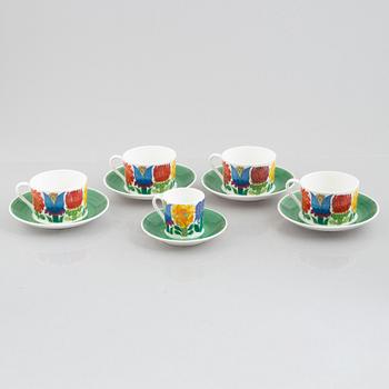 Stig Lindberg, a set of four tea cups, "Tahiti", Gustavsberg, second half of the 20th century.
