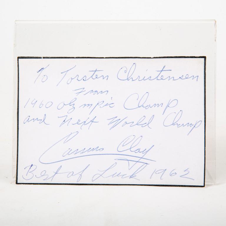 A Cassius Clay autograph dated 1962.