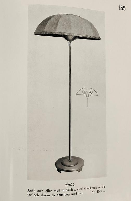 Erik Tidstrand, a floor lamp, model "29676", Nordiska Kompaniet, 1930-40s.