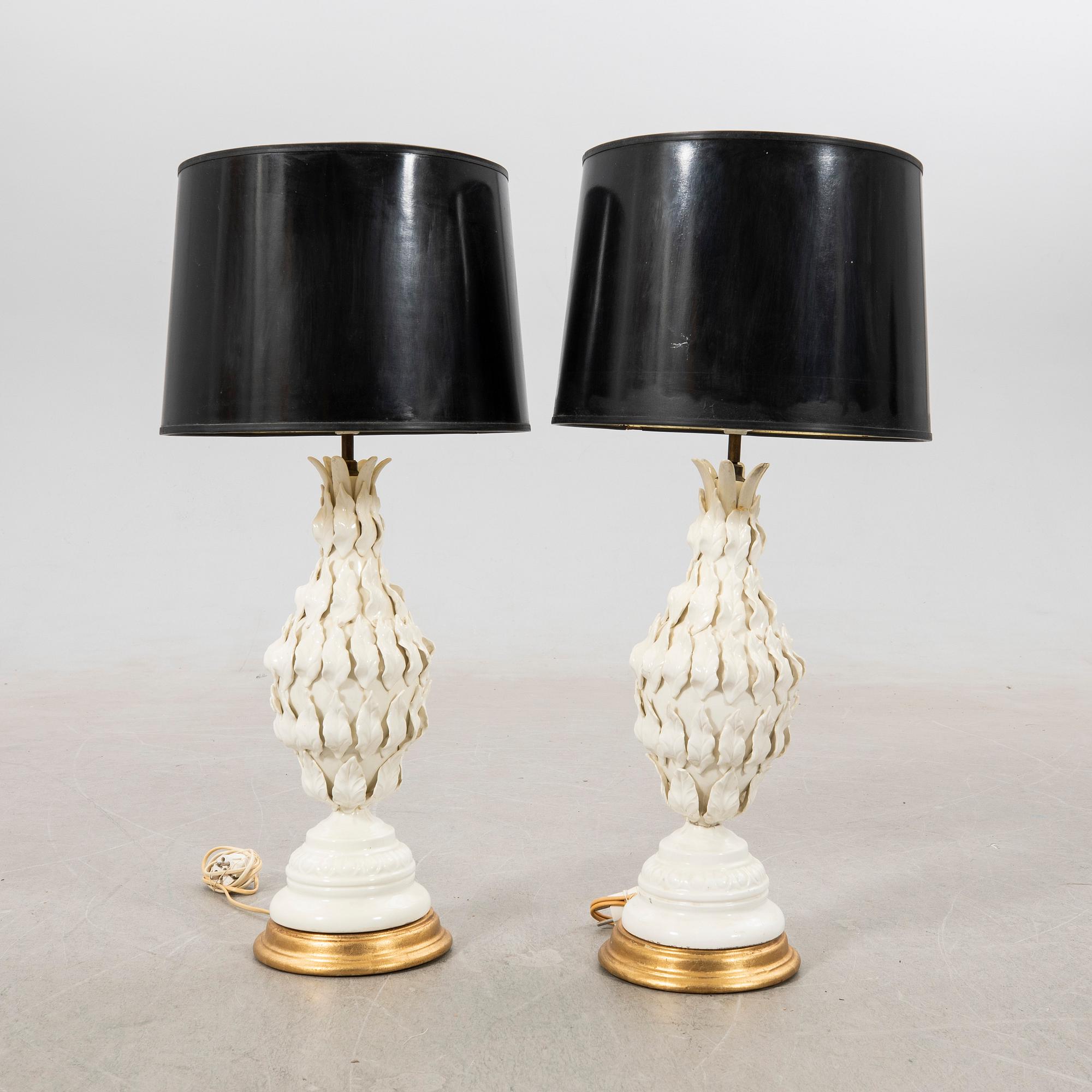 Table lamps, a pair, probably Bondia Spain, late 20th century.