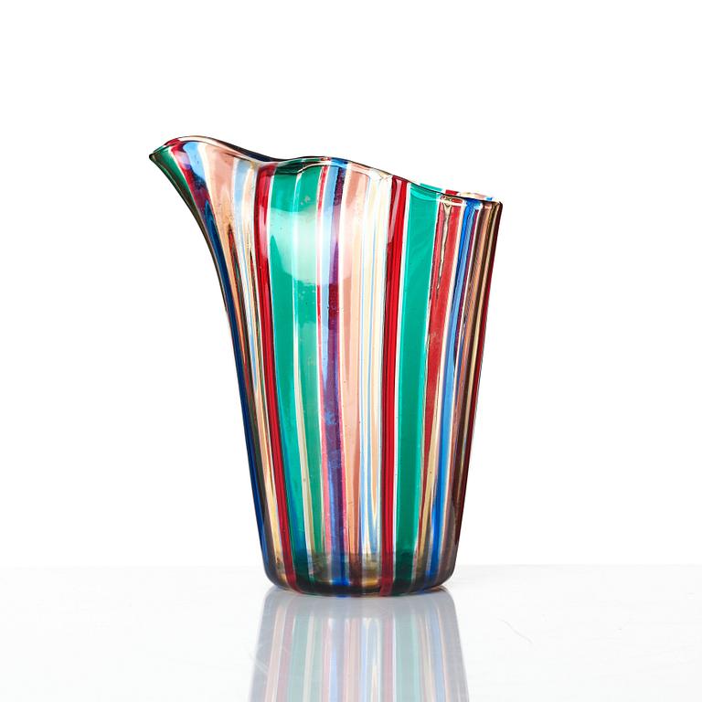 Gio Ponti, a 'Canne' glass pitcher and 9 glasses, Venini, Murano, Italy 1950-60s.
